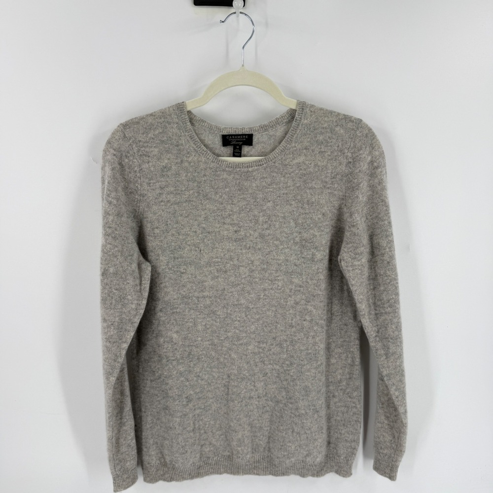 Charter Club Sweater Gray Medium Cashmere Crew Neck Long Sleeve Soft Luxury